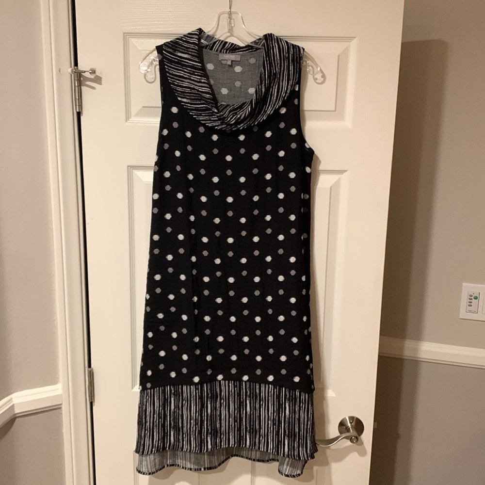Habitat Black and White Polka Dot High Low Dress
